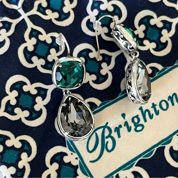 SOLD SOLD Brighton Graceful French Wire Earrings Tear Drop Faceted Swarovski - Picture 3 of 12